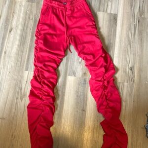 Red Ruched Sweatpants